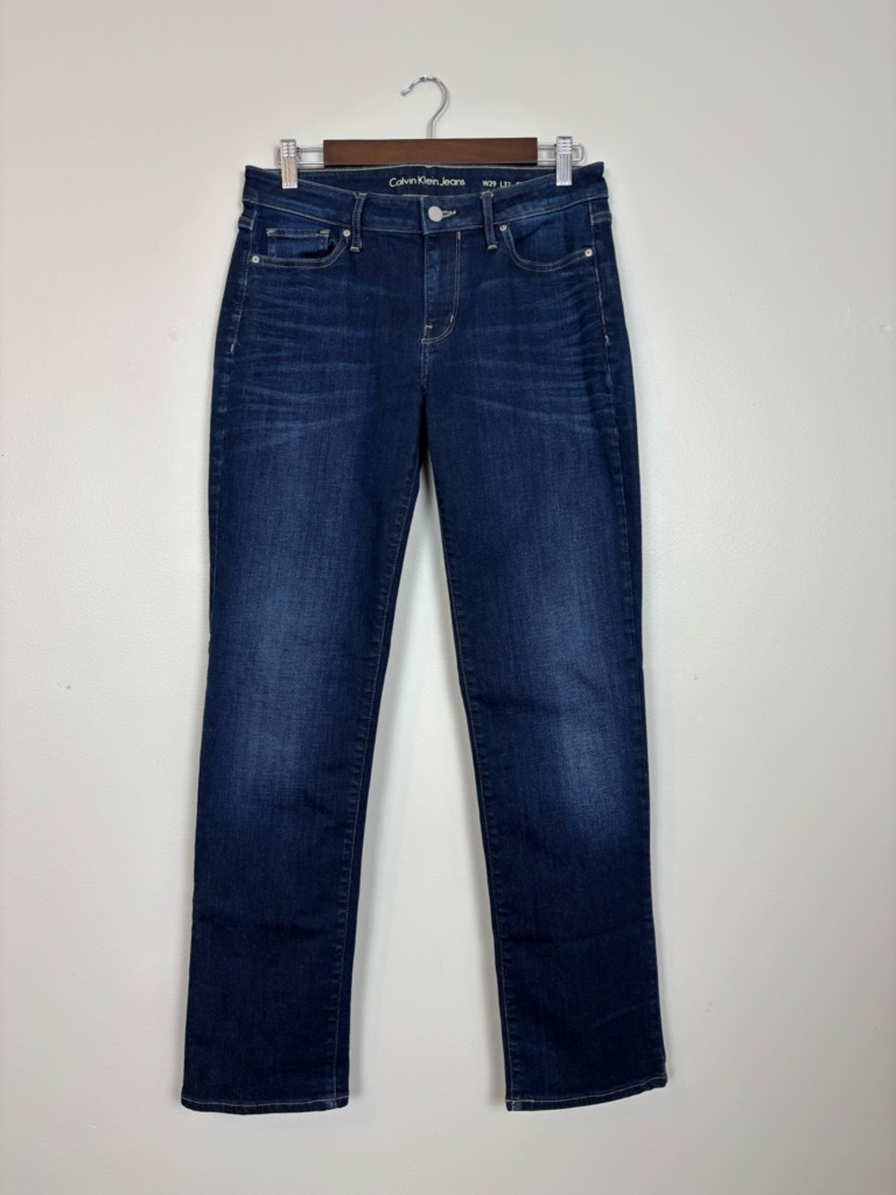 Calvin Klein Jeans Womens 29 Blue Straight Leg Mid Rise Stretch Denim